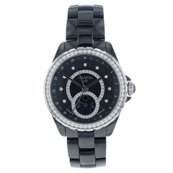 J12 Black Dial Diamond Black Ceramic Automatic Ladies Watch H3407