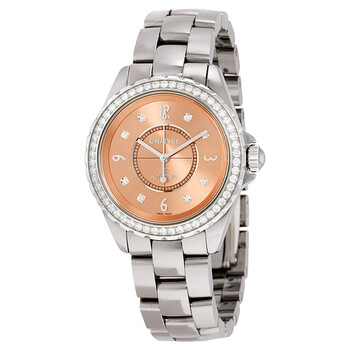 J12 Chromatic Diamond Pink Dial Titanium Ceramic Ladies Watch H2564