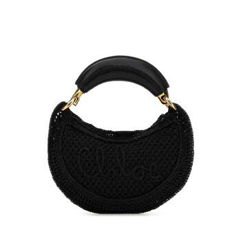 Chloé Black Raffia Mini Summer Banana Handbag CH26SP921R34 001
