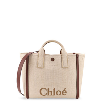 Chloé Chloé Carry Canvas Shoulder Bag With Logo Embroidery CH25US910P1924P