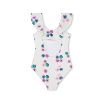 Girls Abstract Print Ruffled 1-Piece Swimsuit