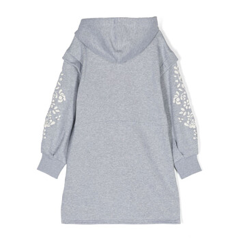 Girls Embroidered Logo Hooded Dress