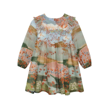 Girls Jardin Graphic-Print Ruffle-Detailing Dress C12933-Z41