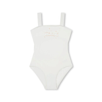 Girls Square Neck Logo-Print Swimsuit C20121-117