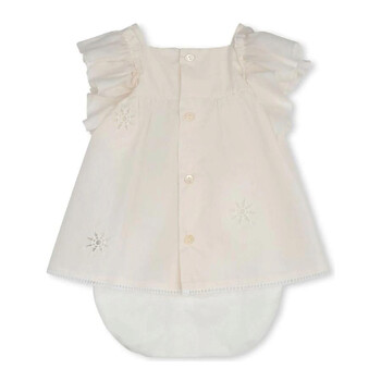 Kids Cotton Embroidered Stars And Ladder Stitch Work Dress