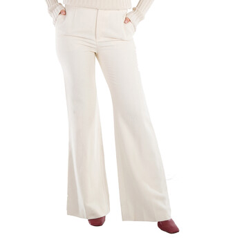 Balenciaga Velvet Stretch Wide-Leg Trousers In Desert Beige