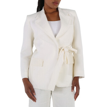 Ladies Iconic Milk Double-Breasted Belted Blazer Jacket CHC22SVE18036107