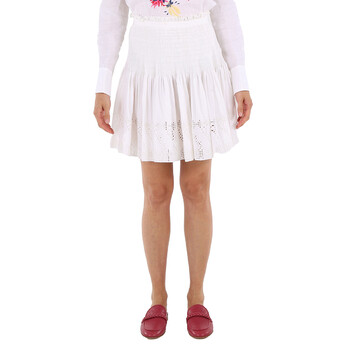 Burberry Pleated Skirt With Silk Lining In Optic White