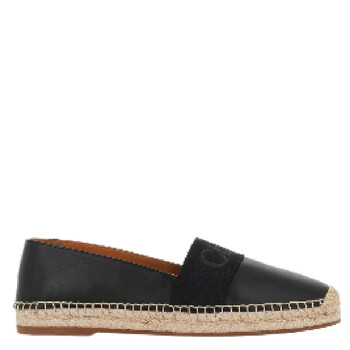 Chloé Logo Leather Espadrilles, Brand Size 36 (US Size 6