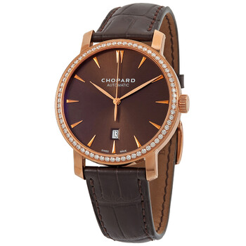 Classic 18kt Rose Gold Diamond Automatic Brown Dial Men's Watch 171278-5007