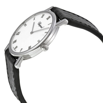 Classique Homme White Dial 18kt White Gold Black Leather Ladies Watch P163154-1001