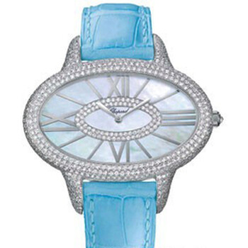 Classique Mother Of Pearl Dial Blue Leather Ladies Quartz Watch 139131-1001