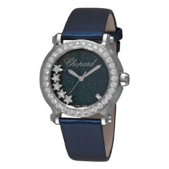 追加分◆ Happy Lucky Chopard Happy Sport Blue MOP Dial Blue Leather Floating