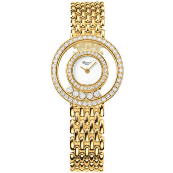 Happy Diamond White Dial 18kt Yellow Gold Ladies Watch 205691-0001