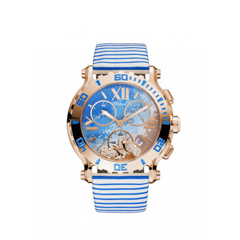 Happy Sport Chrono Beach Motif Dial 18kt Rose Gold Ladies Watch 283581-5011