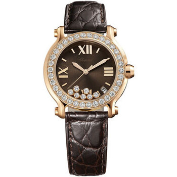 Happy Sport Diamond Brown Dial 18k Rose Gold Ladies Watch 277473-5008
