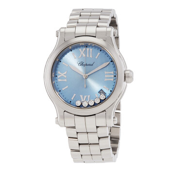 追加分◆ Happy Lucky Chopard Happy Sport Blue MOP Dial Blue Leather Floating