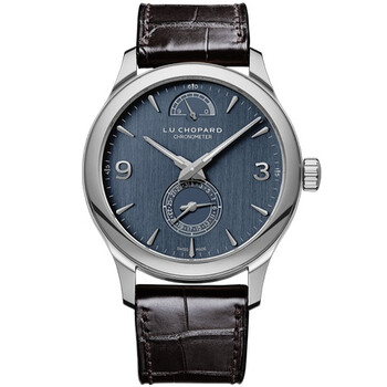 Chopard L.U.C Quattro Silver Dial White Gold Black Leather Men's