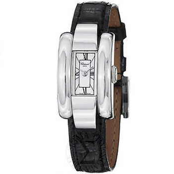 La Strada White Dial Black Leather Ladies Watch 417404-1001
