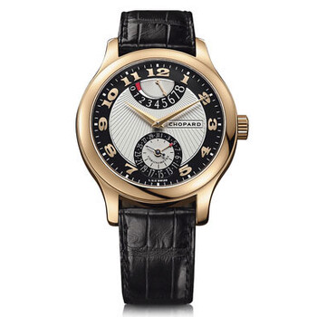 L.U.C Quattro Mark II Silver and Black Dial Black Leather Men's Watch 161903-5001