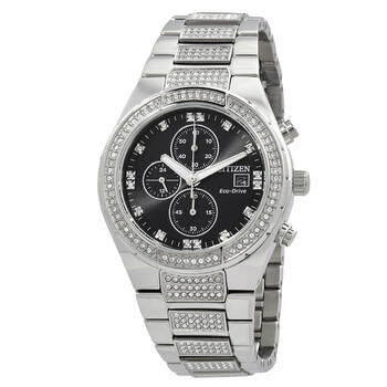 Crystal Chronograph Eco-Drive Black Dial Men's Watch CA0750-53E