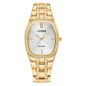 Crystal Eco-Drive Silver Dial Ladies Watch EM1082-50A
