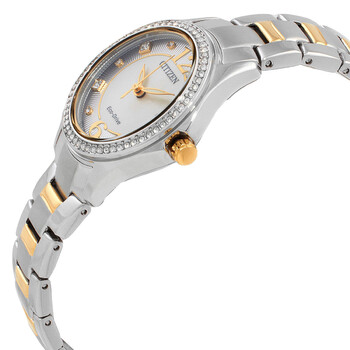 Crystal Eco-Drive Silver Dial Two-Tone Ladies Watch FE1146-71A