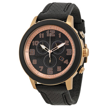 Drive Black Dial Chronograph Black Leather Men's Watch AT2233-05E