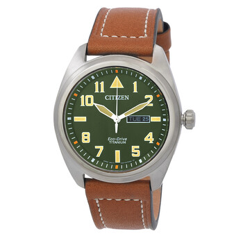 Eco-Drive Avion Super Titanium Green Dial Men's Watch BM8560-02X