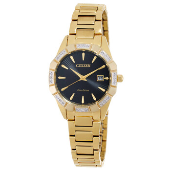 Eco-Drive Diamond Black Dial Ladies Watch EW2652-55E