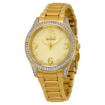 Eco-Drive POV Champagne Dial Gold-tone Ladies Watch EM0232-54P