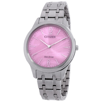 Citizen Eco-Drive Crystal Pink Dial Ladies Watch EM1220-58X