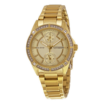 POV Eco-Drive Champagne Dial Gold-tone Ladies Watch FD3002-51P