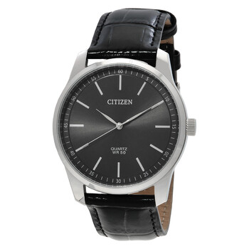 CITIZEN AUTOMATIC 時計 ブラックレザー Citizen Black Dial Black Leather Men's Watch BF0580-06E