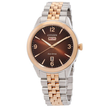 Citizen Rolan Eco-Drive Brown Dial Two-Tone Men's Watch AW0156-57X