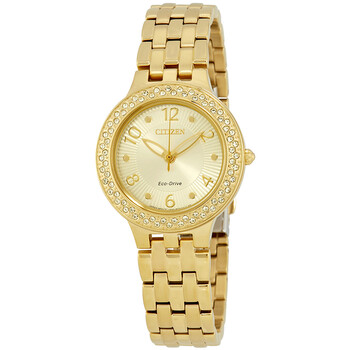 Silhouette Crystal Eco-Drive Champagne Dial Ladies Watch FE2082-51P