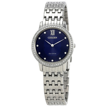 Silhouette Crystal Navy Blue Dial Ladies Watch EX1480-58L