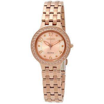 Silhouette Crystal Pink Gold Dial Ladies Watch FE2083-58Q