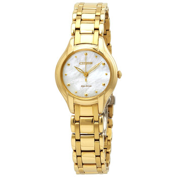 Silhouette Eco-Drive Mother of Pearl Gold-Tone Stainless Steel Ladies Watch EM0282-56D