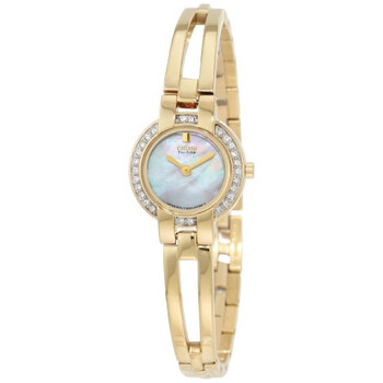 Silhouette Eco-Drive Mother of Pearl Dial Gold-Tone Stainless Steel Ladies Watch EW9992-59D