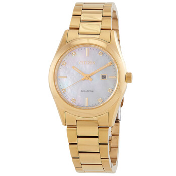 Sport Luxury Eco-Drive White Mother of Pearl Dial Ladies Watch EW2702-59D