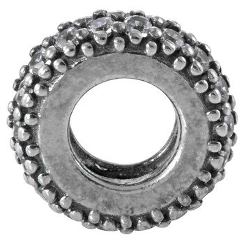 Clear Sparkle Spacer Charm In Sterling Silver