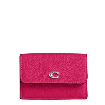 小物 Coach Trifold Wallet Pink Signature Logo COACH SMALL TRIFOLD WALLET SIGNATURE CANVAS(PINK)