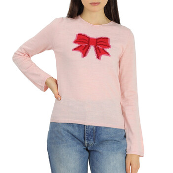 Girl Long Sleeve Bow Embroidered Sweater