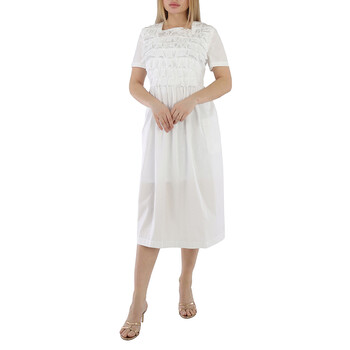 Kenzo Ladies Off White Broderie Anglais Embroidered Midi