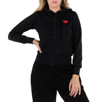 ☆COMME des GARCONS☆ Women's Archive Logo Fleece Hoodie Nav COMME DES GARCONS CDG PLAY BLACK HEART BIG LOGO ZIPPED