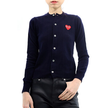 Comme Des Garcons Black Heart Logo Cardigan In Grey, Size Small