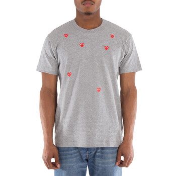 トップス PLAY COMME des GARCONS INVADER T-SHIRT PLAY Invader T-Shirt Red and Blue Sleeve Emblem (Grey