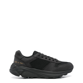 Leather Runner Sneakers 2489-BLACK