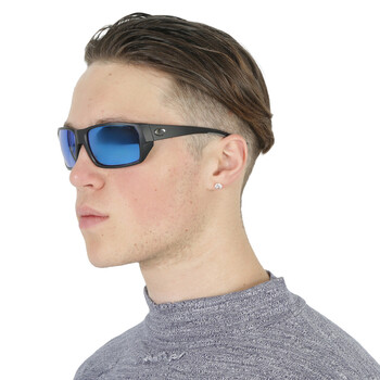 TAILFIN Blue Mirror Polarized Glass Rectangular Men's Sunglasses 6S9113 911302 60